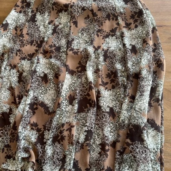 Christopher & Banks Midi Skirt Size 6 Floral Pattern A-Line Side Zip w/Liner - Picture 3 of 8